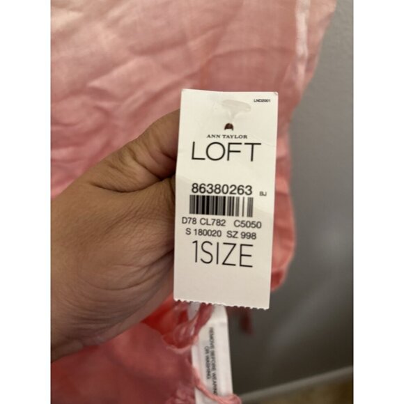 Loft Linen Blend Tasseled Long Scarf One Size Ombre Color Coral - Picture 4 of 8